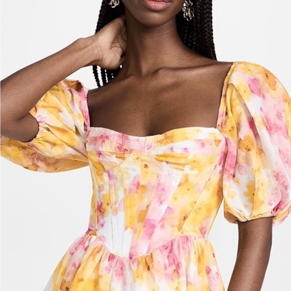 Bardot Yellow and Pink Floral Mini Dress